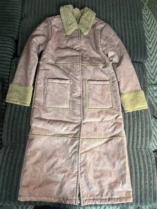 Kimchi Blue Jackets & Blazers - Kimchi Blue Dusty Pink Faux Shearling Long Trench Coat Sherpa Lined S